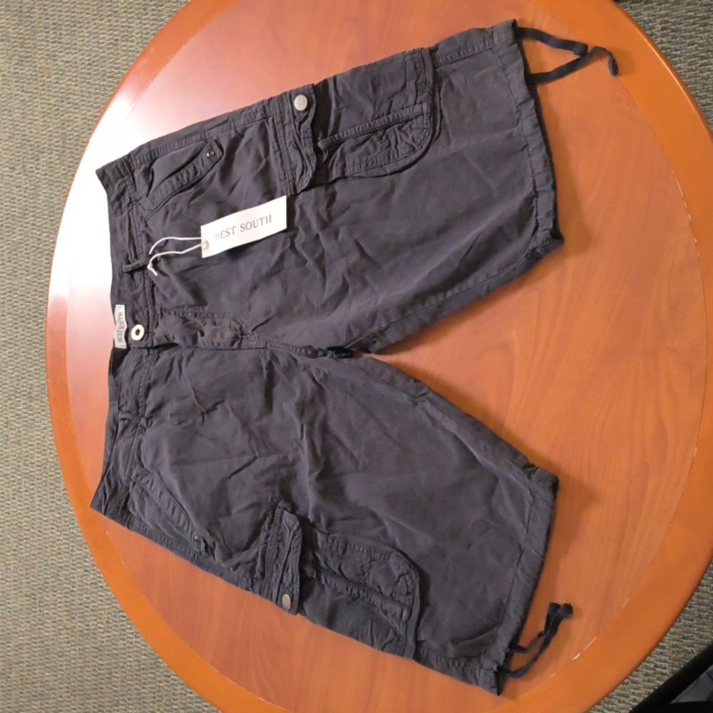 BEST SOUTH Men's Long Cargo Shorts Casual Below Knee 13" Capri Shorts Sz 36 NWT